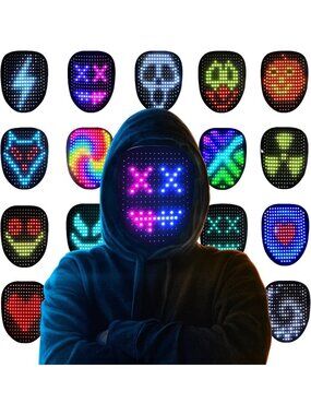 LED Halloween Costume Mask with Gesture Control, Kids' Fun Toy Gift